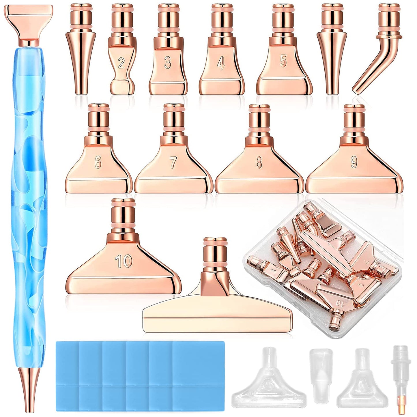 ZYNERY 30 PCS Diamond Painting Pens Kit, 13 PCS Stainless Steel Tip for Diamond Painting Accessories with 12 Clay, Diamond Art Pens 5D Diamond Painting Tools for DIY Craft (Blue)