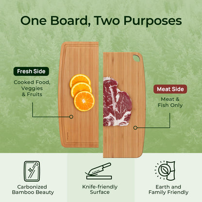 Dishwasher Safe Bamboo Cutting Boards Durable Lightweight Wood Cutting Board for Busy Kitchen, Easy Clean Wooden Chopping Boards with Juice Groove Set of 3 (L+M+S)