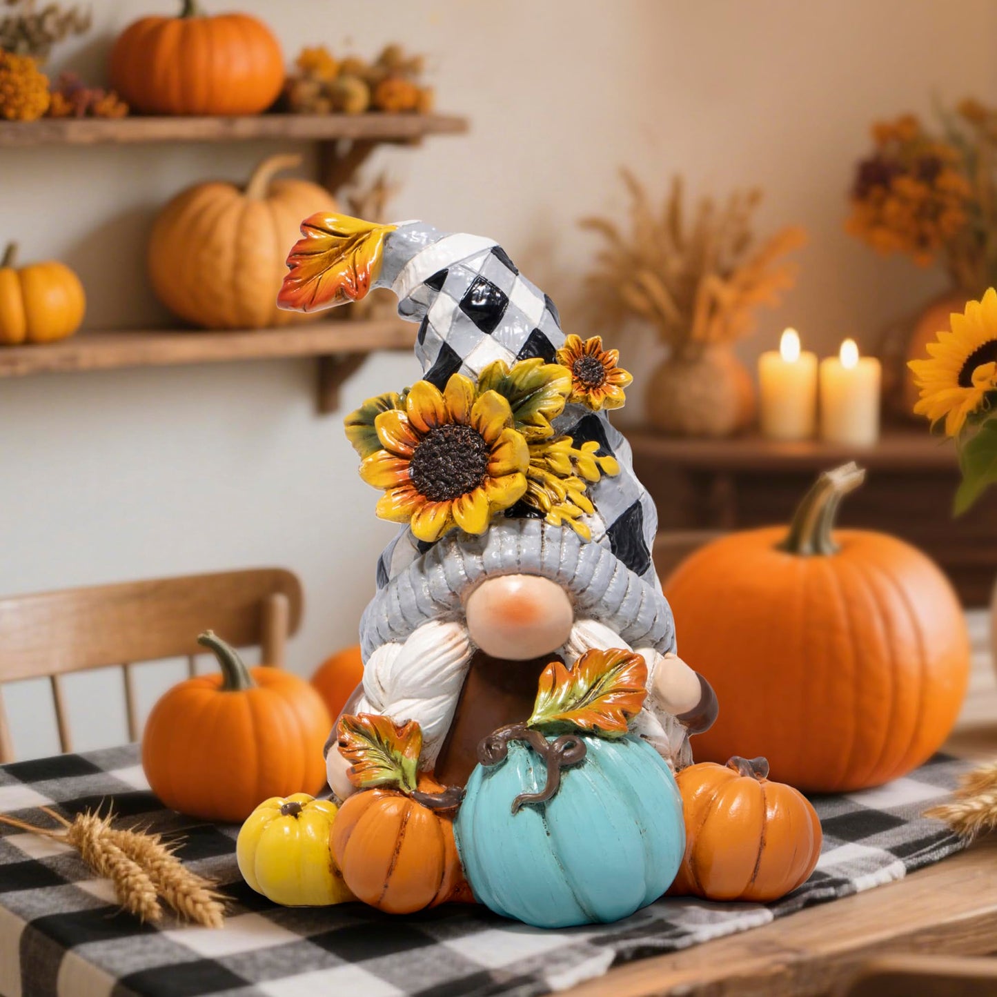 Hodao Fall Thanksgiving Pumpkin Gnome Decorations Handmade Swedish Tomte Gnome Elf for Fall Decor Gift - Thanksgiving Party Centerpiece Decor - Autumn Gift for Dinner Table & Home Display (Grey-2)