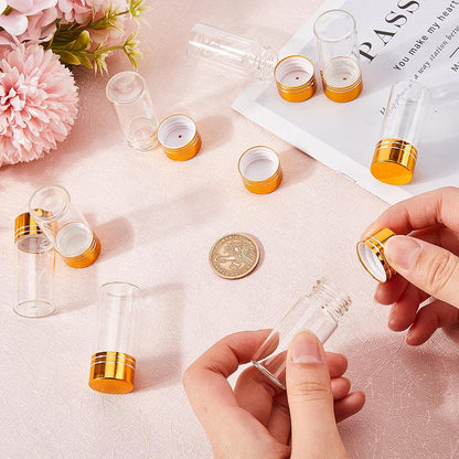 SUNNYCLUE 40Pcs Tiny Glass Storage Jars, 10ml Glass Jars with Aluminium Screw Caps, Clear Glass Sample Vials for