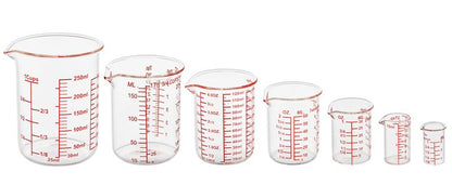 Ackers 7-Piece Glass Measuring Cup Set, Borosilicate Beaker Style Nesting Liquid Measuring Cups