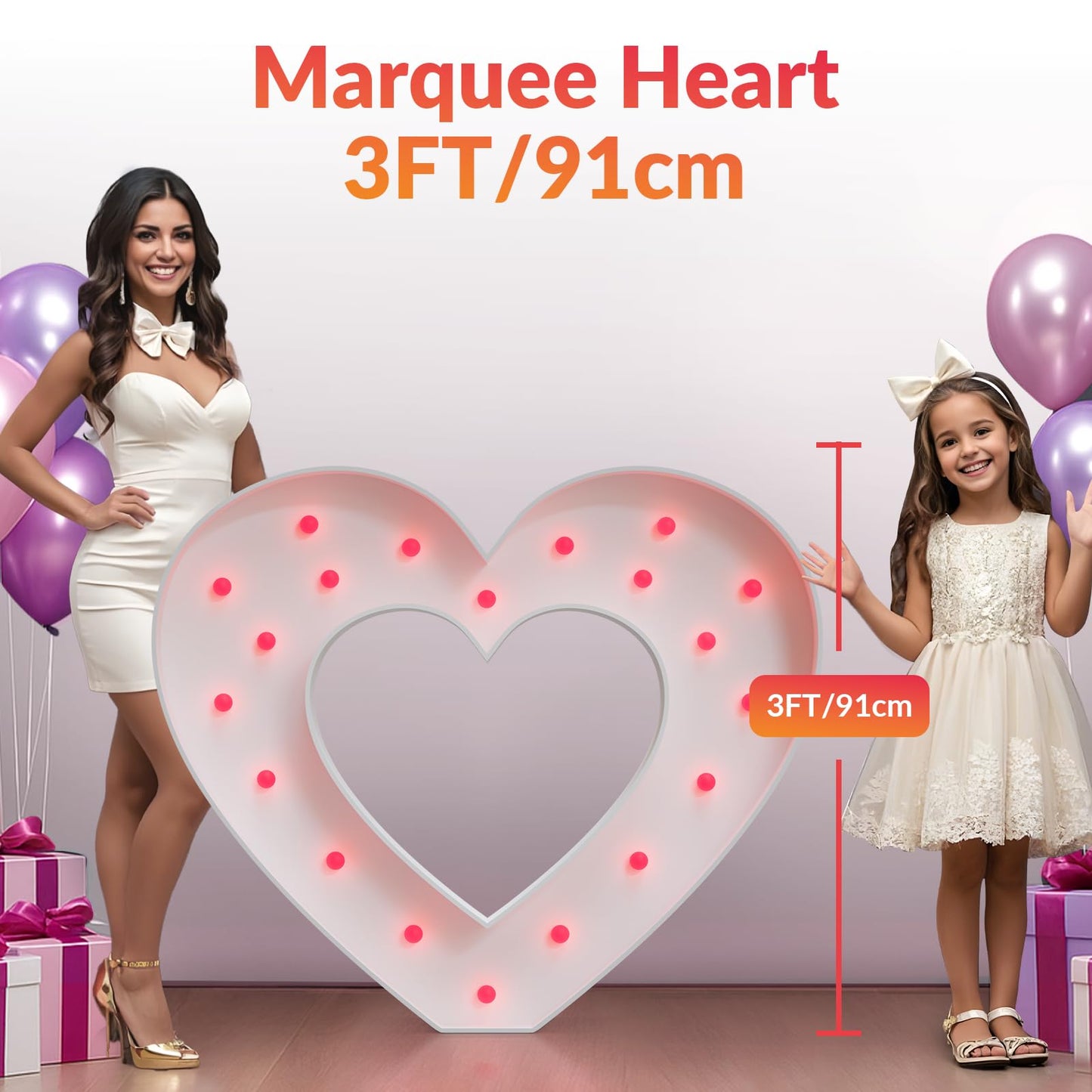 JoyMuse Marry Me Light Up Hearts, Large MarryMe Heart for Proposal, Will You Marry Me Sign Marquee Heart Big Hearts Proposal Kit for MarryMe Decorations