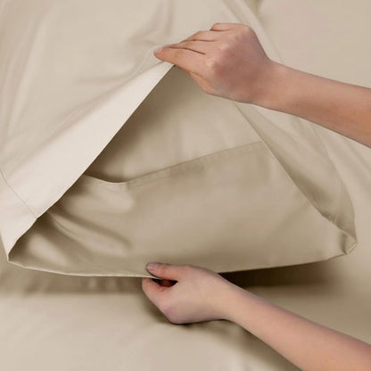 Bedsure King Size Cooling Sheet Set - Breathable Rayon from Bamboo, Deep Pocket Up to 16", Luxurious Beige