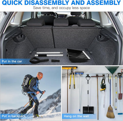 Yardwe Portable Snow Shovel 55.9 Inch Detachable Antislip Tool for Car Trunk Garden Camping Ice Removal