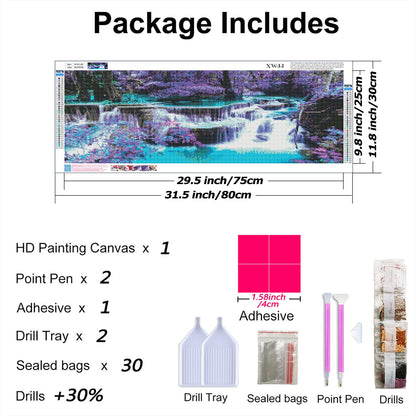 DIY 5D Diamond Painting Kits for Adults Waterfall Embroidery Full Round Drill Large Size(31.5x11.8 inch) Diamond Crystal Gem Arts Painting Craft for Home Wall Decor