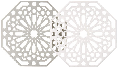 Mintrico Silicone Trivet Mat Pad for Hot Dishes Set of Two (White & Grey Octagon)…