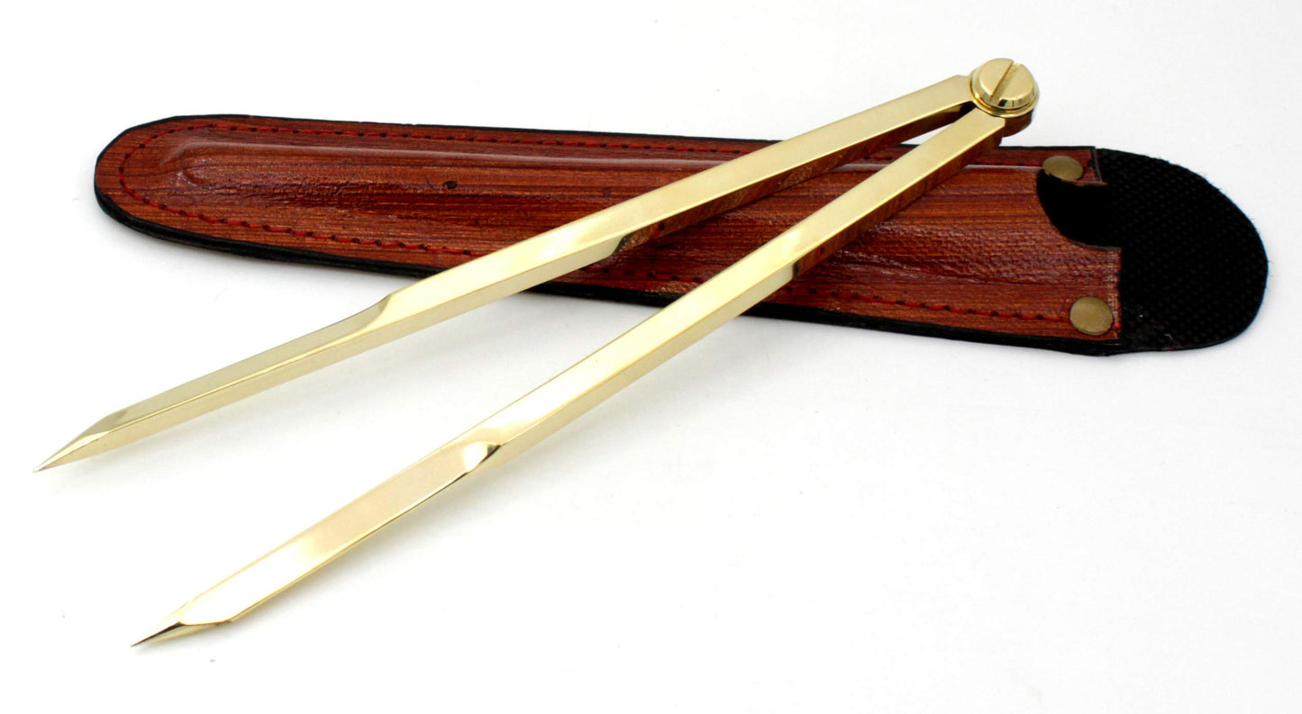 5MOONSUN5's Vintage Navigation Straight Pattern Artist Divider Solid Brass Drawing Tool Professional 7” Long Solid Brass with Heavy Duty Stainless Steel Point Tool for Art Projector with Leather Case
