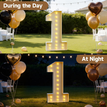 Mixifox Marquee Numbers 5 Feet Tall Large Light Up Numbers 3 for 3rd 13th Birthday Party Decorations Girl Boy Big Anniversary Decor Giant Light Up Sign Foam Board