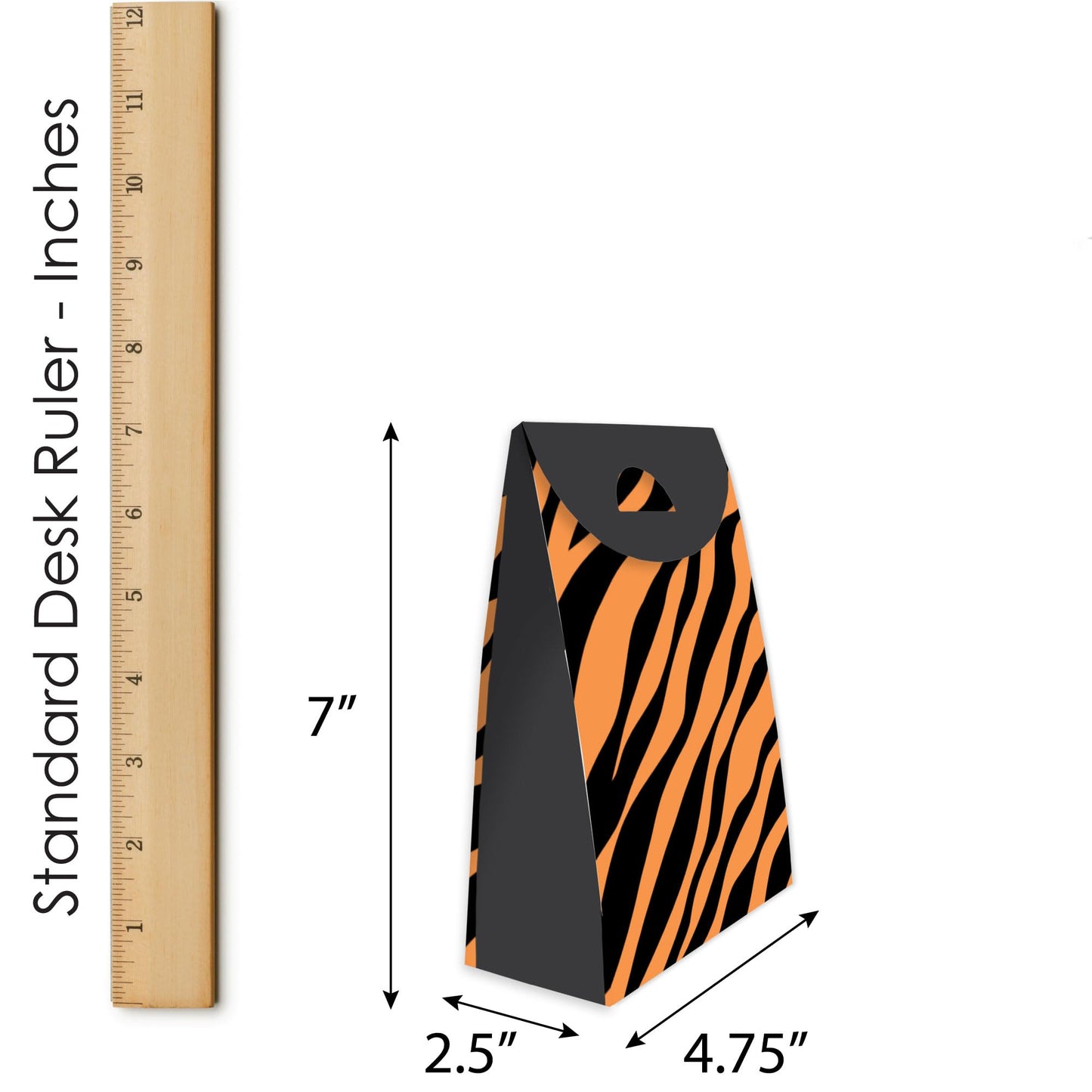 Big Dot of Happiness Tiger Print - Jungle Gift Favor Bags - Party Goodie Boxes - Set of 12