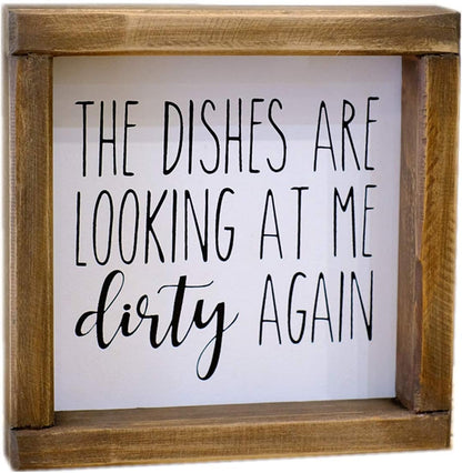 Lavender Inspired Funny Kitchen Sign - The Dishes are Looking at Me Dirty Again, Mini Farmhouse Decor