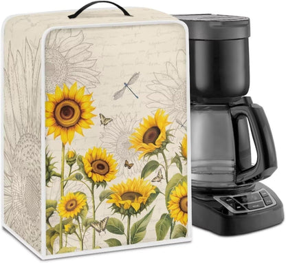 Sunflower Dustproof Waterproof Coffee Maker Cover for Small Kitchen Appliances, Fingerprint Protection Cover