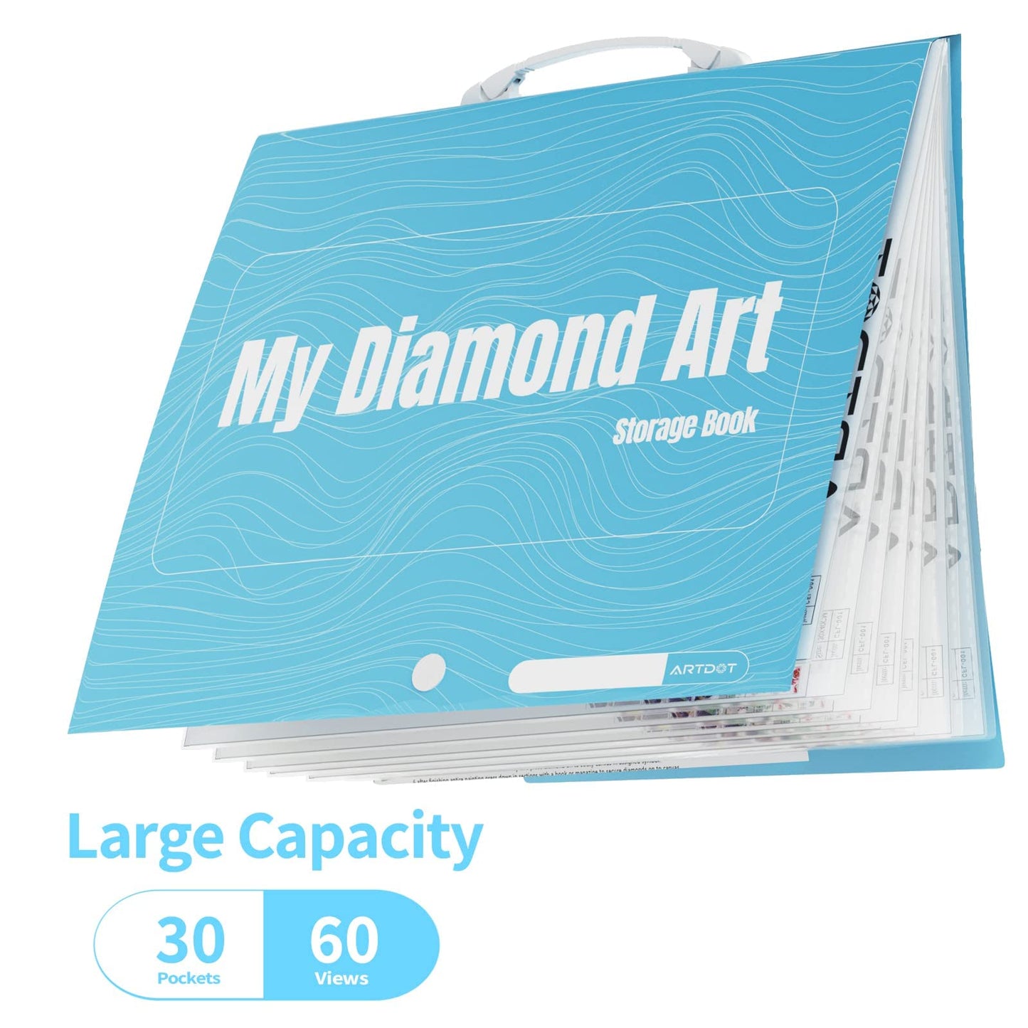 ARTDOT A3 Storage Book for Diamond Art Kits, Portfolio Folder for Diamond Painting Accessories with 30 Pocket Slevees Protectors (16.9x12.4inches)