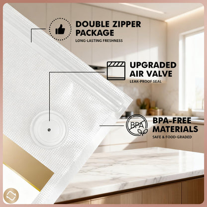Reusable Vacuum Sealer Bags for Food: 20Pcs (8.66 * 8.27in) BPA-Free Vacuum Seal Bags with Air Valve & 5 Seal Clips, Plastic Food Storage Bags, Microwaveable Zipper Bags for Kitchen Save Meal Prep