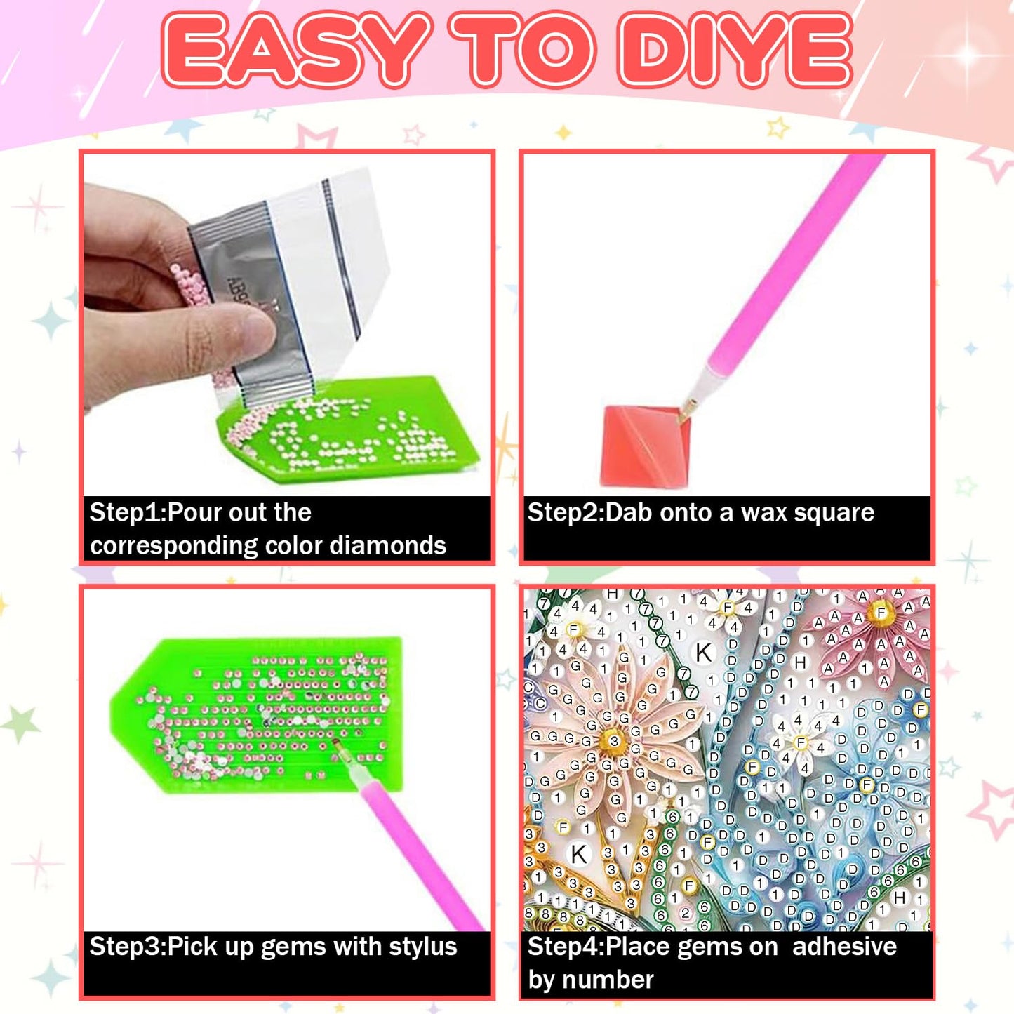 Foxonaut Hummingbird Diamond Art for Kids with Frame, Easy Diamond Art Painting Kits Ages 6-8-12, DIY Gem Art for Kids,Art and Crafts for Girls Boys Gift (7x7inch)
