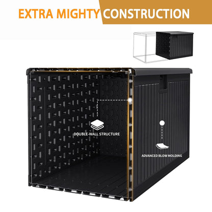 LANTRO JS 230 Gallon Deck Box Waterproof, Outdoor Storage Box Waterproof Lockable with Divider and Lifter Prevent Water Seeping into from Floor for Patio Cushions