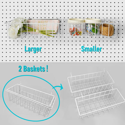 Pegboard Hooks Organizers - Peg Board Baskets Clear Cups Multiple Hangers 33 Pack - Display Shelving Tool Organizer Set for Craft Room Office Stadio Workroom Garage Storage Organization (White)