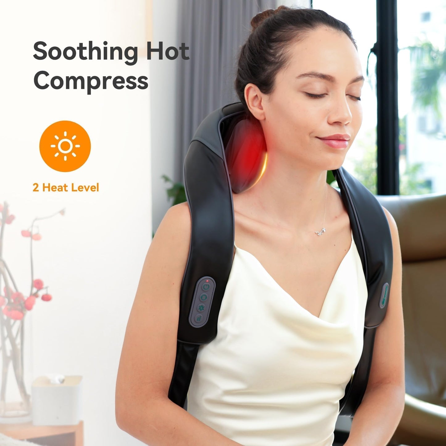Snailax Cordless Neck Shoulder Massager with Soothing Heat, Fsa Hsa Eligible, Upgarded 4D Deep Tissue Kneading, Shiatsu Back Massager Pillow for Neck, Traps, Back, Gifts for Men Women Mom Dad