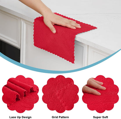 12 Pack (10 10 Inches, Homaxy Kitchen Dish Cloths x Red), Super Soft and Absorbent Coral Velvet Dish Towels, Nonstick