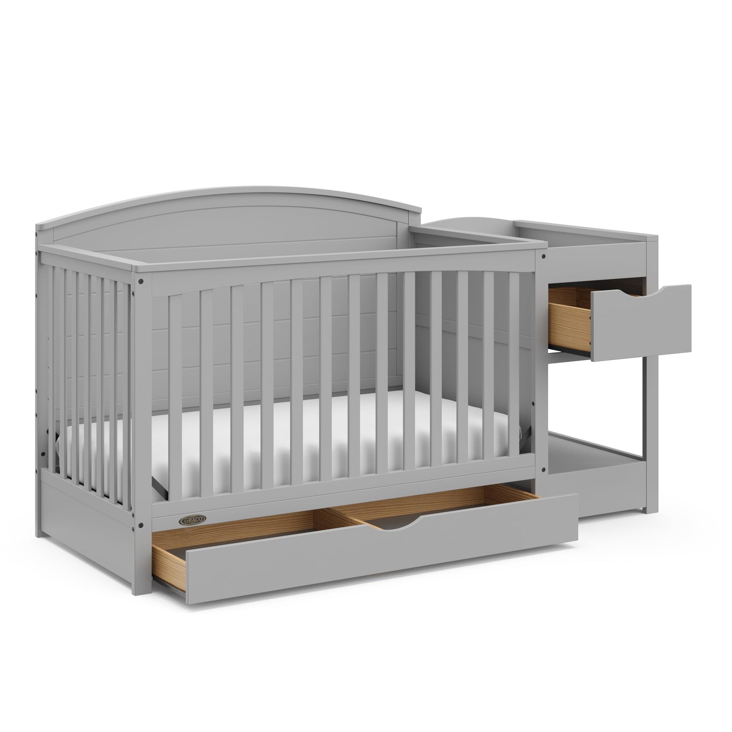 Graco Bellwood 5-in-1 Convertible Crib & Changer with Drawer - GREENGUARD Gold Certified, Full-Size Storage Drawer, Converts to Toddler Bed (Pebble Gray)