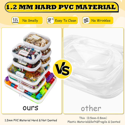 9 Pack Storage(L,2S,6Mini) Clear Hard Shell Zipper Case,Waterproof Toiletry Cosmetic Bag,Toy Organizers and Storage