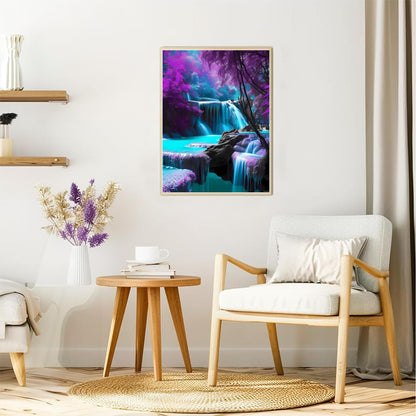 EATUKYIC Diamond Painting for Adults 5D Waterfalls in The Purple Forest Full Drill Diamond Art Kit DIY Waterfall Gem Painting Set Bedroom Living Room Wall Decor Gifts 12x16 inch