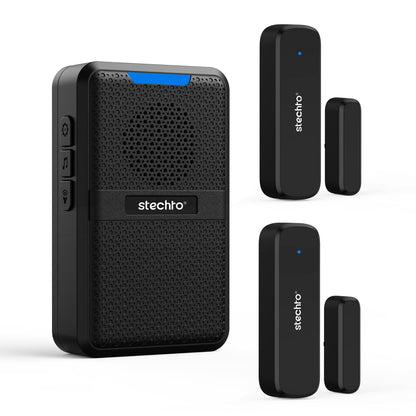 STECHRO Wireless Door Chime, 600Ft Range 5 Adjustable Volume 1 Magnetic Door open Contact Alarm with 62 Chimes Mute Mode Door Bell Plugin Receiver for Home/Office/Store (Black)