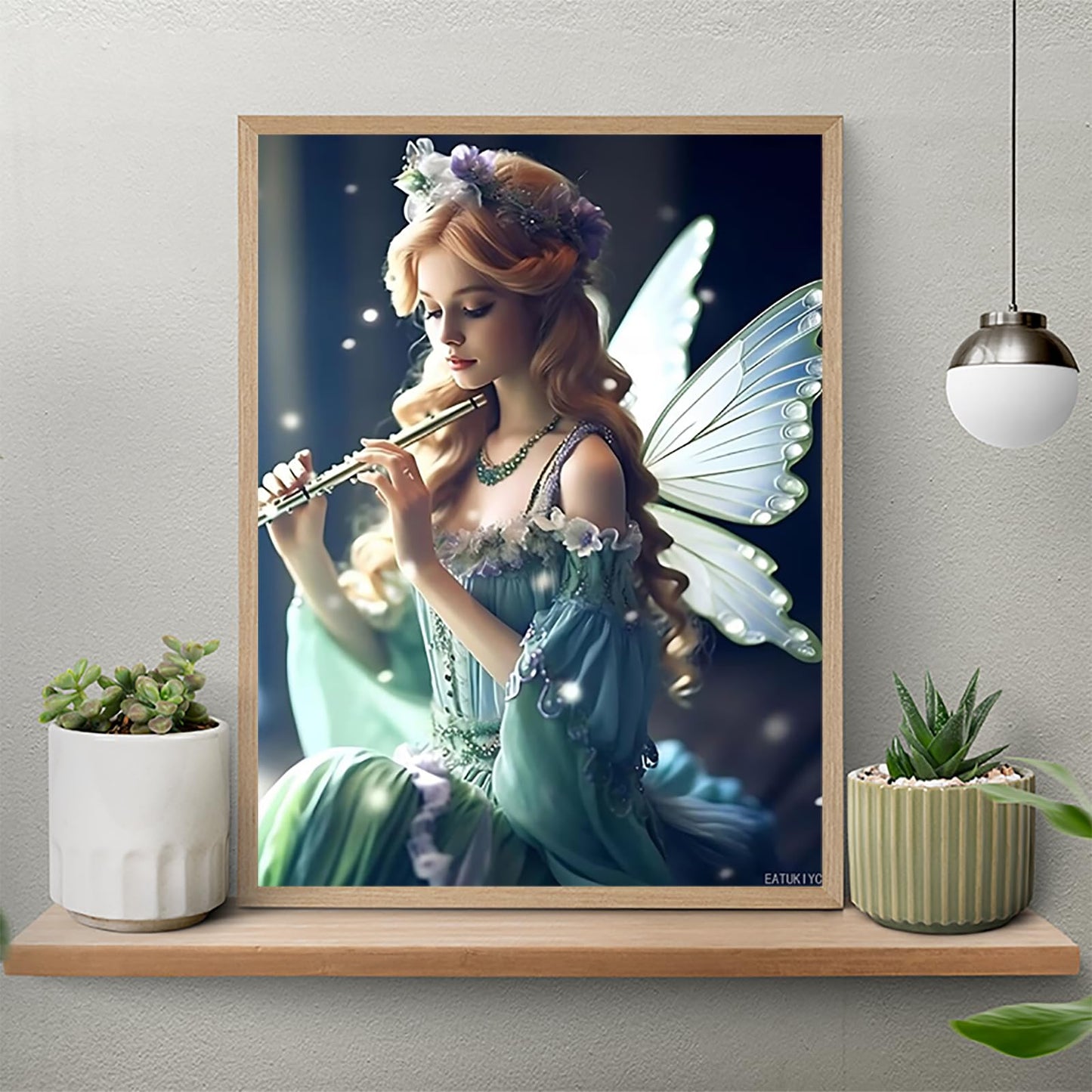 EATUKYIC Diamond Painting Kits for Adults Fantasy Fairy Holding Flute Diamond Art DIY 5D Full Round Drill Crystal Rhinestone Arts and Crafts for Home Decor Wall Decor 12x16 inch