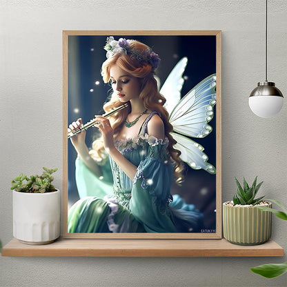 EATUKYIC Diamond Painting Kits for Adults Fantasy Fairy Holding Flute Diamond Art DIY 5D Full Round Drill Crystal Rhinestone Arts and Crafts for Home Decor Wall Decor 12x16 inch