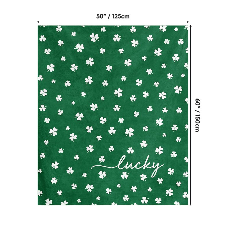 Horaldaily St. Patrick's Day Flannel Blanket Throw, Irish Clover Shamrock Green Soft Fuzzy Plush Cozy Fleece Blankets for Couch Sofa Bed Lounging, Ideal Gifts for Kids Adults Self, 50x60
