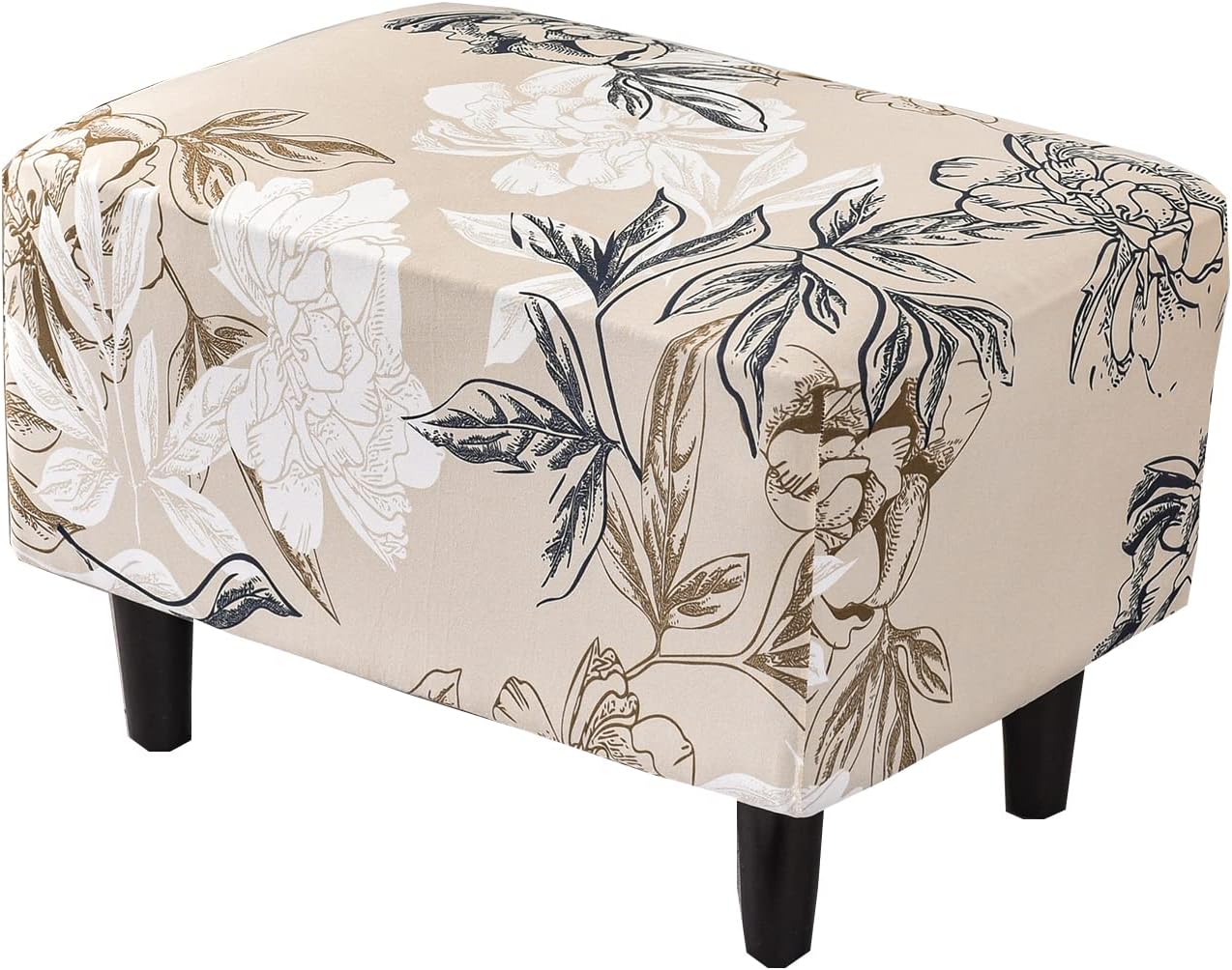 Bottom,46 CRFATOP Ottoman Chair Cover Large Ottoman Chair Slipcovers Solid Rectangle Storage Stool Cover Stretch