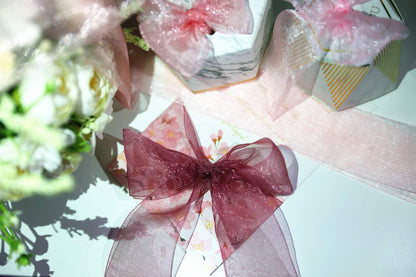 Sailing-GO 200 Yards（4 Rolls * 50 Yd） 1-1/2" Wide Sparkle Sheer Chiffon Organza Ribbon for Wedding Gift Package Valentines Bouquets Wrapping Birthday Baby Shower Home Decor Wreath Decorations Fabric