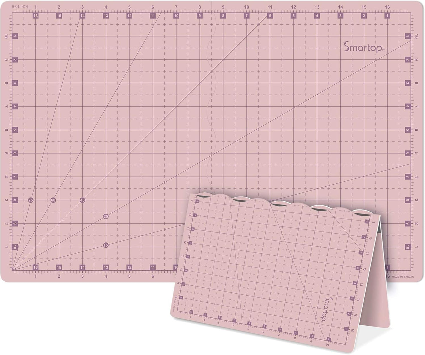 SMARTOP 18"x12" Self Healing 3 Layer Folding Cutting Mat, Non-slip Non-reflective, Great for Crafts, Quilting, Sewing, Scrapbooking Molandi Pink (Molandi Pink)
