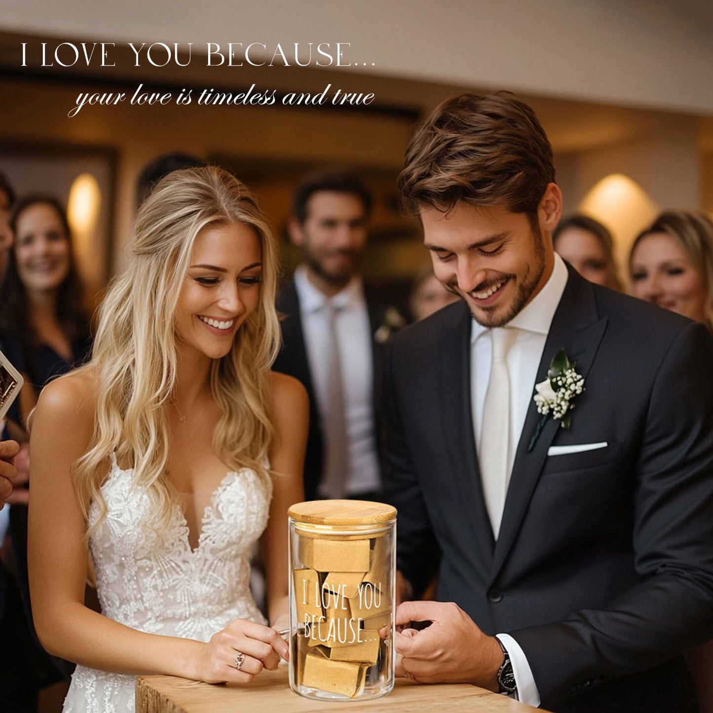 AW BRIDAL Reasons I Love You Memory Jar with 50 Blank Notes Gifts for Valentines Day Anniversary, Birthday, Long Distance Relationship Gift for Boyfriend Girlfriend, Husband Wife, Couples, Mom Dad