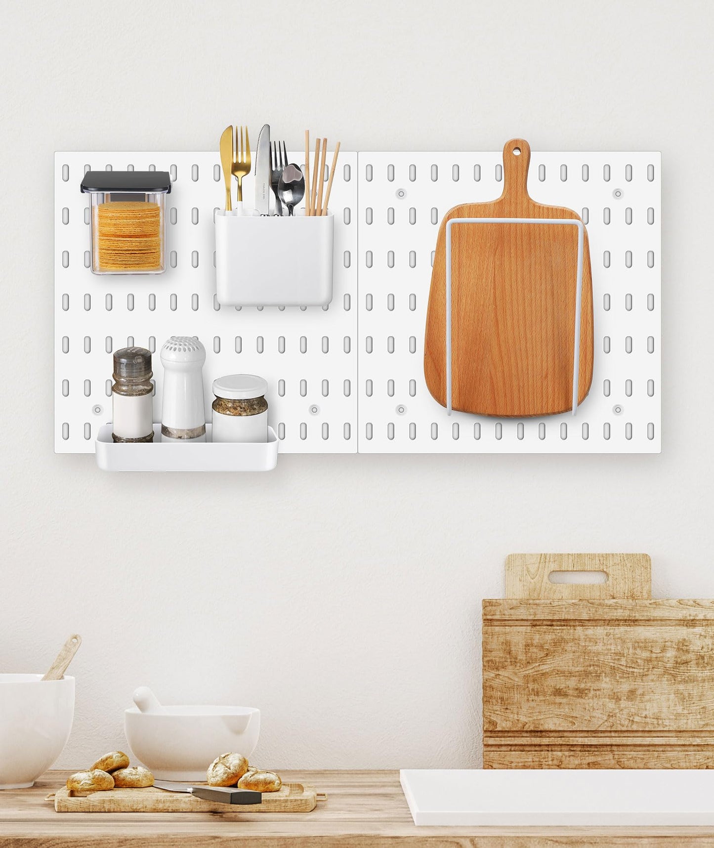 Weysat 4 Pack Pegboard Accessories Containers with Lid Black Clear Pegboard Bins with Hooks Plastic Organizer for Garage Kitchen Room Craft Storage, 3.9 x 3.2 x 3.2 Inch