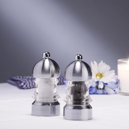 Chef Specialties Clear 3.5" Metro Pepper Mill and Salt Mill Set