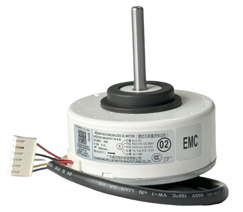 Air Conditioning Motor WZDK20-38G (ZKFP-20-8-6) OEM DC Brushless Fan Motor, 20W Inverter Air Conditioner Brushless DC Motor for Central air Conditioner, CCW 1300rpm DC280V 0.10A