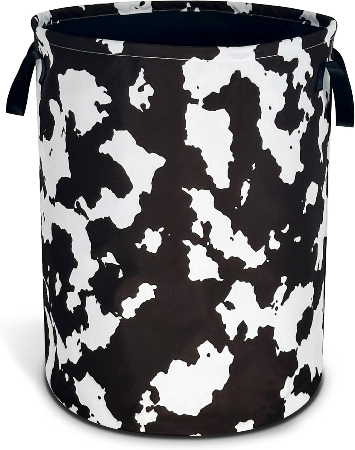 NUTAINLA 17.7x13.7 Inch Cow Texture Laundry Basket Brown White Print Foldable Oxford Cloth Funny Tote Bag Laundry
