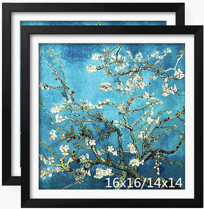 NIHO-JIUMA Wood Photo Frame, Suitable for 16 X 16 in / 40 X 40 cm Diamond art or Oil Paintings Photos, Pine Wood Picture Frames & Plexiglass (2-piece set, Black)