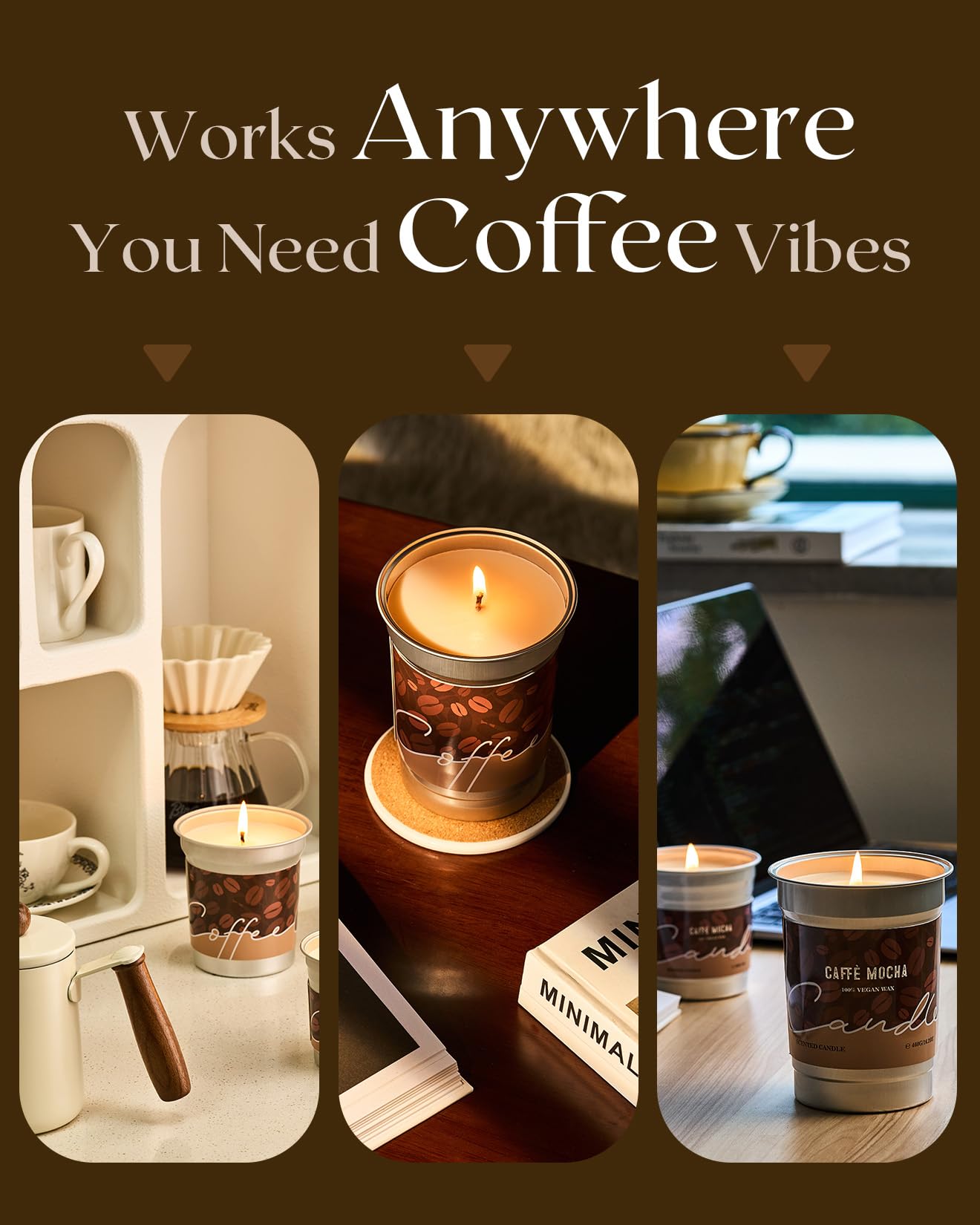 M&SENSE Caramel Macchiato Scented Coffee Candle, 16.2oz