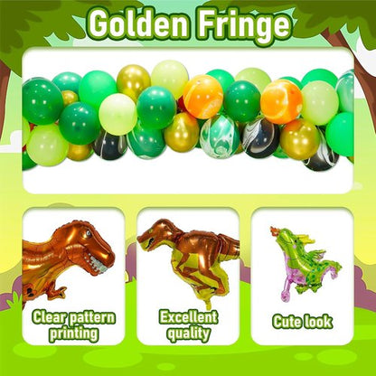 GoGoGoodie Dinosaur Birthday Party Decorations - 121 Pcs Dino Theme Foil Balloons for Kids