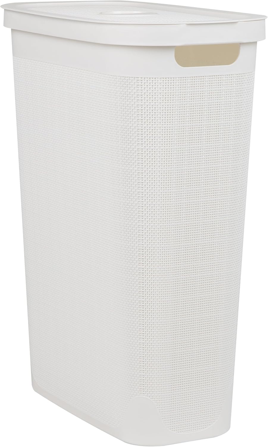 Mind Reader 40L Slim Laundry Hamper - Clothes Basket with Lid, Linen Design, Plastic, 18.5”L x 10.75”W x 23.5”H