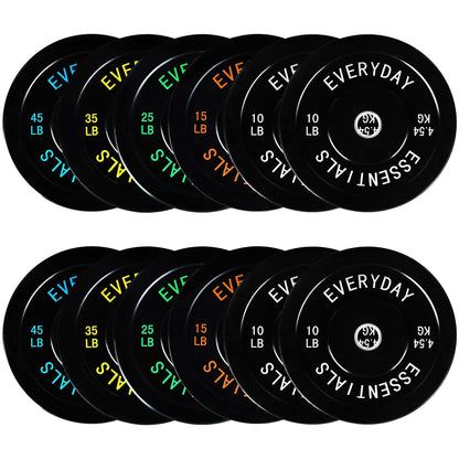 Fitvids Olympic Bumper Plates Set 2' Weight Plates for Strength Training & Weightlifting Set: 280 lbs (4x 10LB+2x 15/25/35/45 LB Pairs)