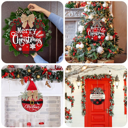 DIYDEC 6 Pack Wood Circles for Crafts 14 Inch Unfinished Wood Slices Blank Wooden Door Hanger Sign Round Wood Discs with Bows Twine Glue Point for DIY Crafts Painting Christmas Home Holiday Decor