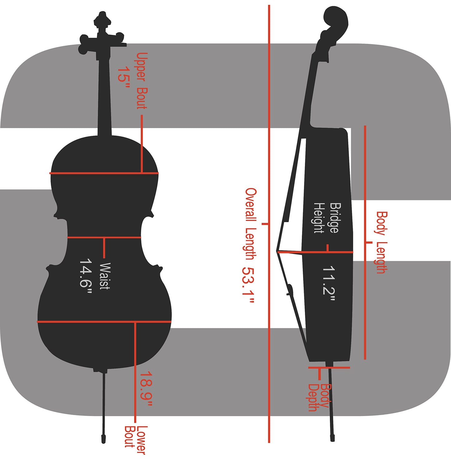 Crossrock Poly Carbon Cello Case for 4/4 Full-Size | Matte Black Finish, Black Velvet Interior, Wheels & Bow Storage – Durable Lightweight Hardshell