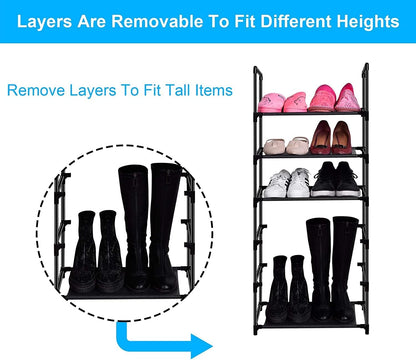 Easyhouse 6 Closet, Tier Metal Structure Free Standing Shoe Rack for Small Space Entryway, Bedroom, Narrow Vertical