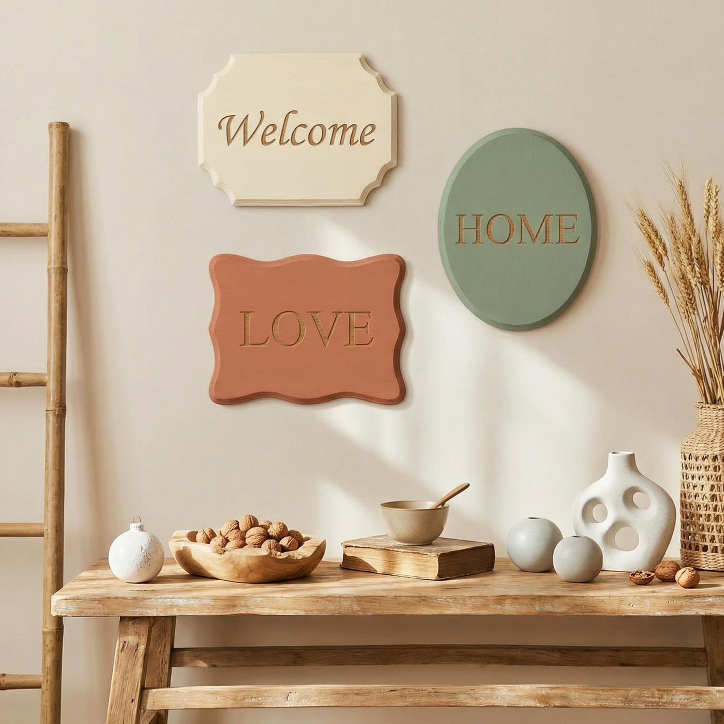 Yinkin 12 Pcs Blank Wooden Plaques for Crafts Unfinished Wood Signs for DIY Projects Hanging Signs, 6 Styles for Weddings Home Decor and Door Wall Art Activities Decoration(White)