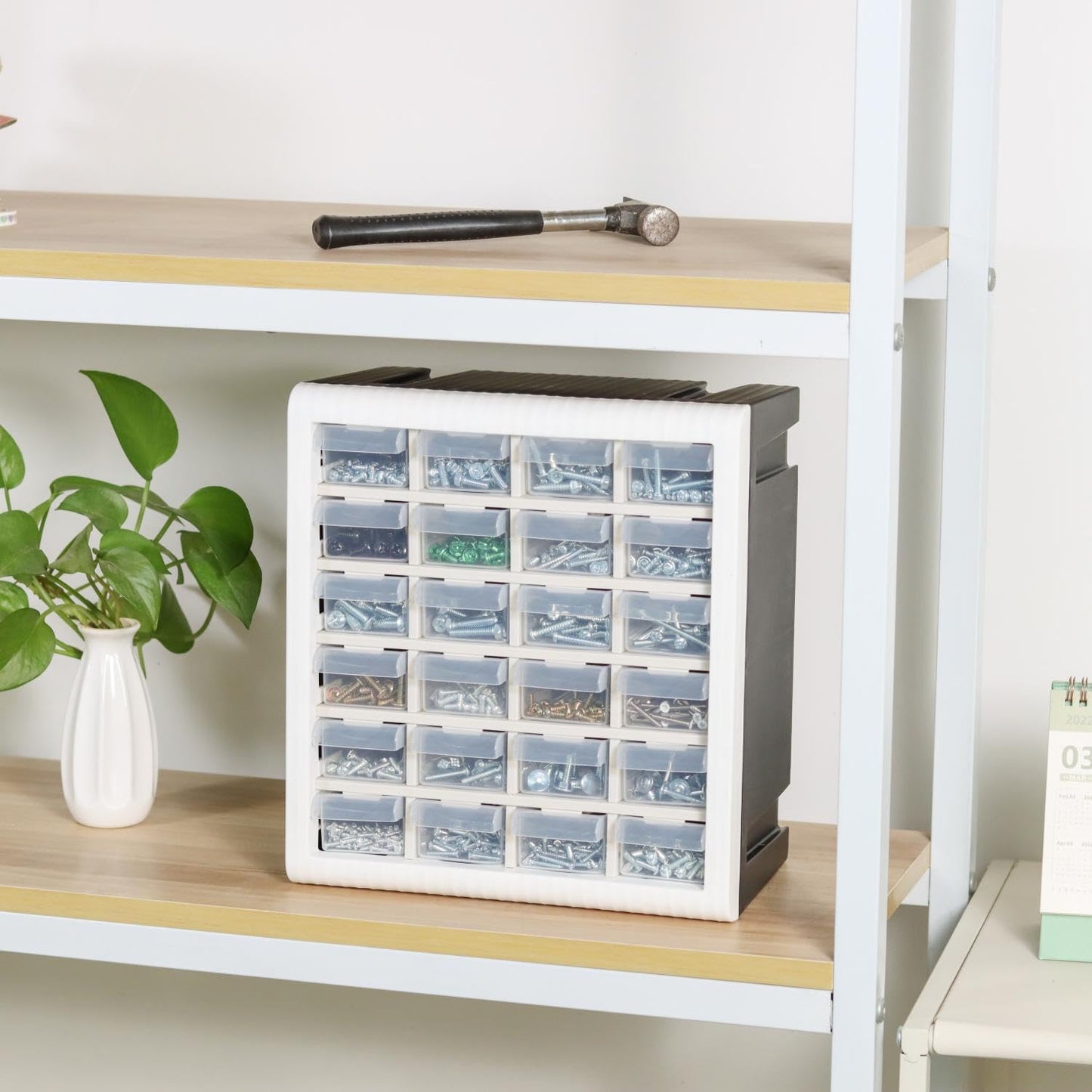 Gonice Craft Cabinet Organizer, 24 Drawer Plastic Parts Cabinet, Tool Storage Box for Screws, Nuts and Small Parts