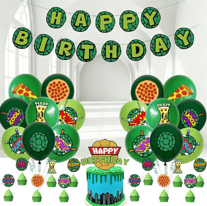 Turtle Birthday Party Decorations Happy Birthday Party Turtle Party Supplies - Big Cake Topper - Cupcake Toppers - Balloons - Happy Birthday Banner
