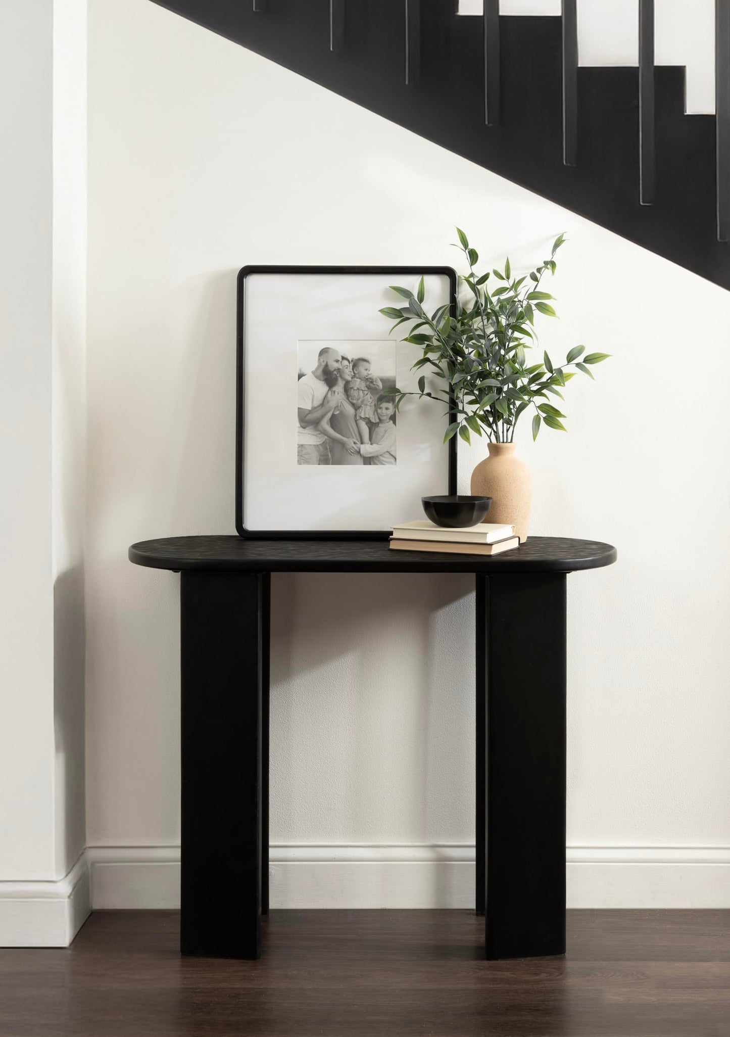 Kate and Laurel Yesenia Modern Capsule Mango Wood Console Table, 36 x 14 x 29, Black, Transitional Decorative Entryway Table with Textured Tabletop Design for Entry Decor Option