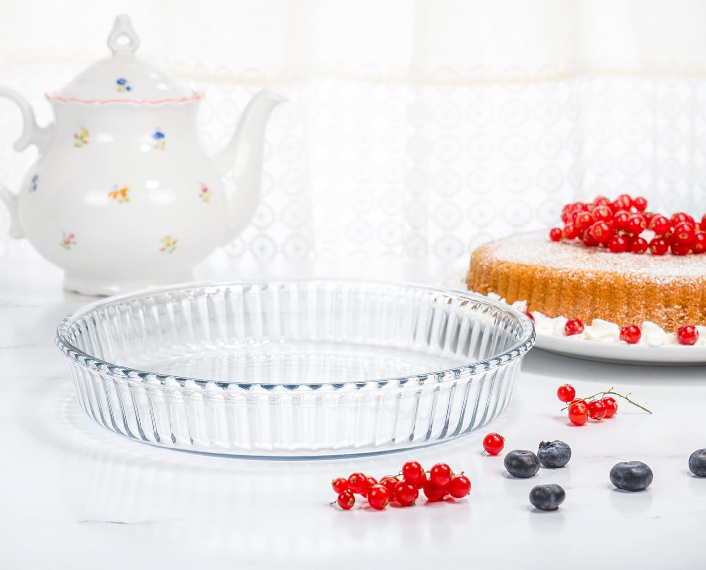 Red Co. Round Clear Glass Casserole Baking Dish, Oven Basics Bakeware, 1.8 Quart